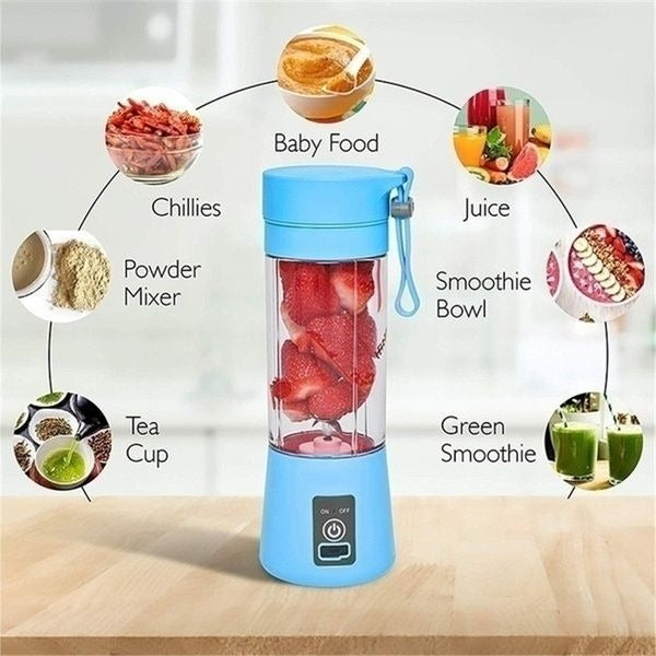 Portable Home USB Rechargeable Electric Fruit Extractor Juice Blender Machine | Mini Smoothie Maker| Random Color